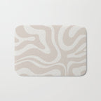 Modern Liquid Swirl Abstract Pattern in Neutral Light Beige Tones Bath Mat Gallery Image 1