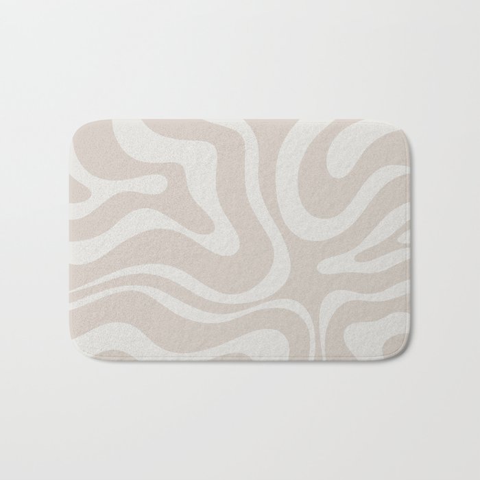 Modern Liquid Swirl Abstract Pattern in Neutral Light Beige Tones Bath Mat Gallery Image 1