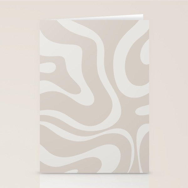 Modern Liquid Swirl Abstract Pattern in Neutral Light Beige Tones Stationery Card Gallery Image 1
