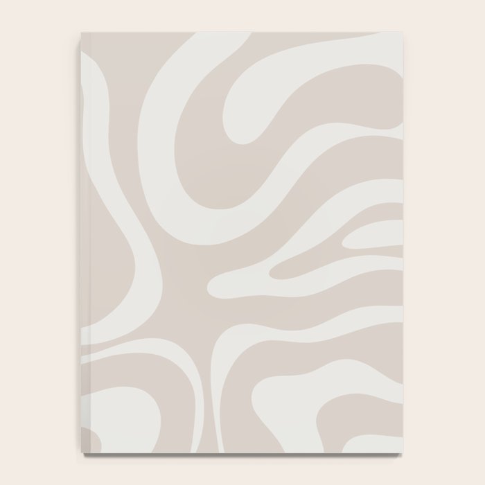 Modern Liquid Swirl Abstract Pattern in Neutral Light Beige Tones Notebook Gallery Image 4