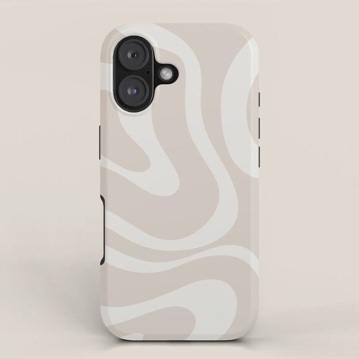 Modern Liquid Swirl Abstract Pattern in Neutral Light Beige Tones iPhone Case Gallery Image 1