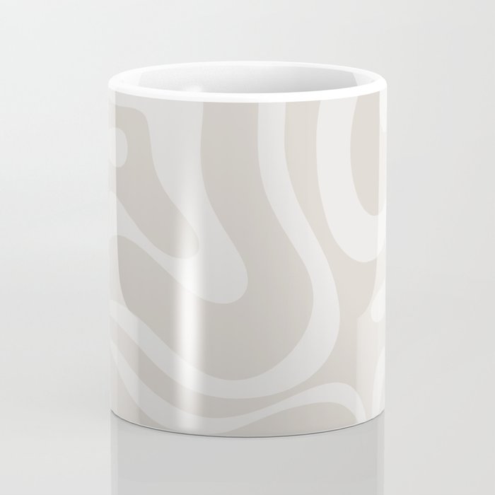 Modern Liquid Swirl Abstract Pattern in Neutral Light Beige Tones Coffee Mug Gallery Image 4