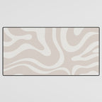 Modern Liquid Swirl Abstract Pattern in Neutral Light Beige Tones Desk Mat Gallery Image 3