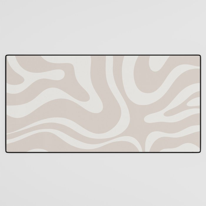 Modern Liquid Swirl Abstract Pattern in Neutral Light Beige Tones Desk Mat Gallery Image 3
