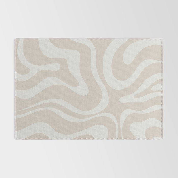Modern Liquid Swirl Abstract Pattern in Neutral Light Beige Tones Rug Gallery Image 2