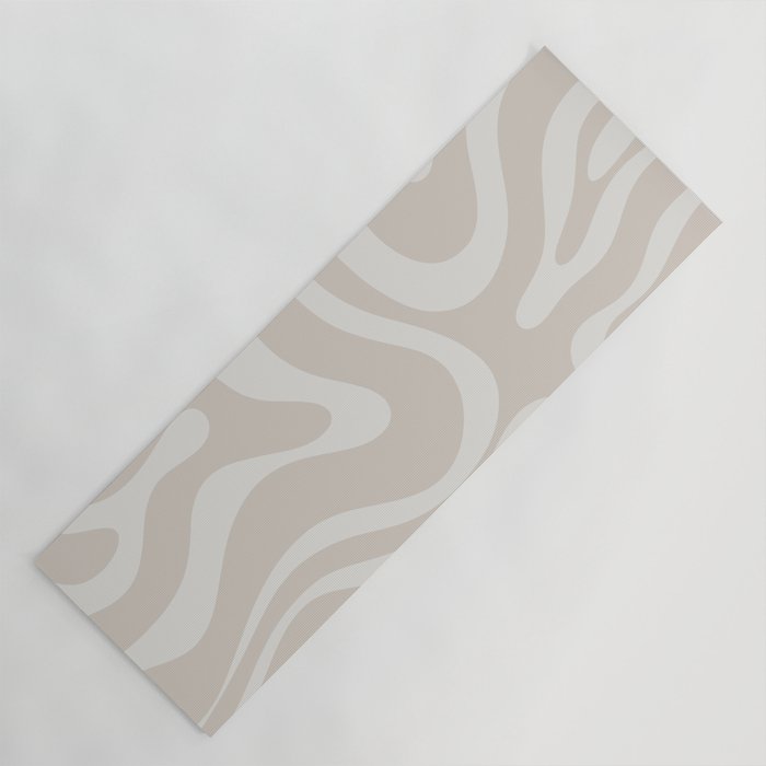 Modern Liquid Swirl Abstract Pattern in Neutral Light Beige Tones Yoga Mat Gallery Image 1