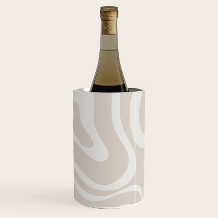 Modern Liquid Swirl Abstract Pattern in Neutral Light Beige Tones Wine Chiller Gallery Image 1