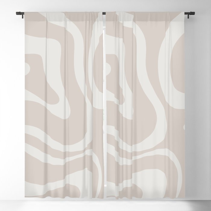 Modern Liquid Swirl Abstract Pattern in Neutral Light Beige Tones Window Curtain Gallery Image 1