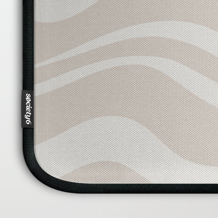 Modern Liquid Swirl Abstract Pattern in Neutral Light Beige Tones Laptop Sleeve Gallery Image 3