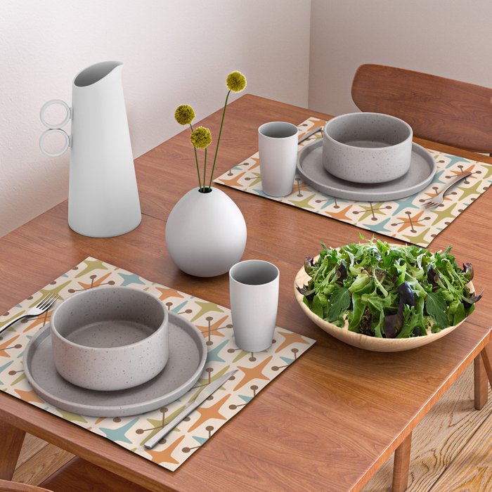 Mid Century Modern Googie Star Pattern Mid Mod Placemat Gallery Image 2