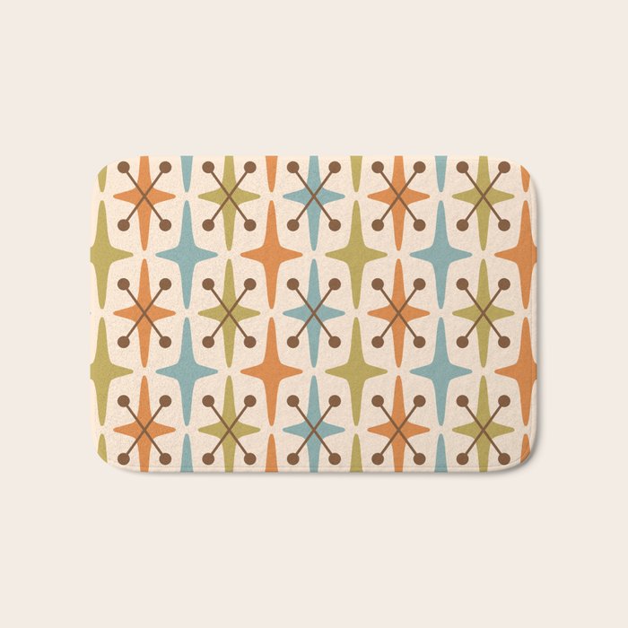 Mid Century Modern Googie Star Pattern Mid Mod Bath Mat Gallery Image 1