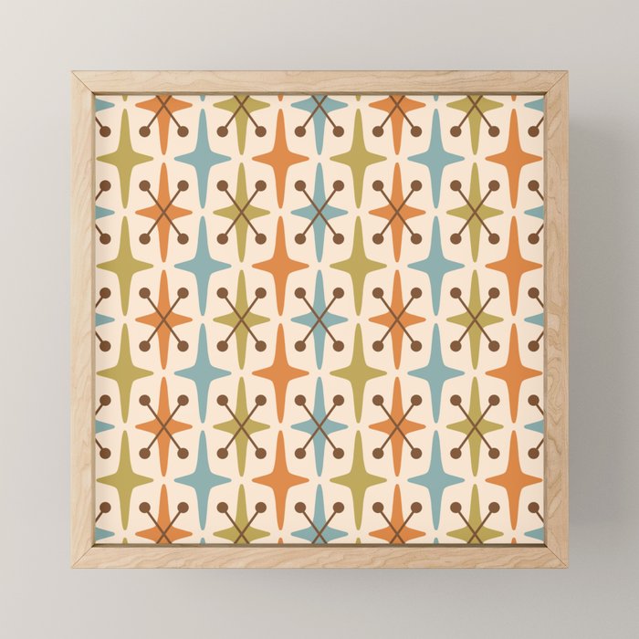 Mid Century Modern Googie Star Pattern Mid Mod Mini Art Print Gallery Image 1