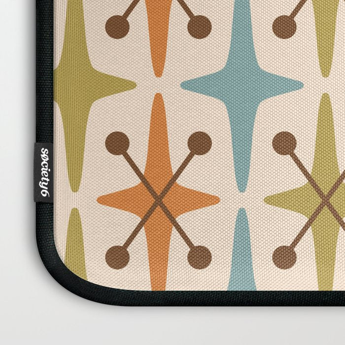 Mid Century Modern Googie Star Pattern Mid Mod Laptop Sleeve Gallery Image 3