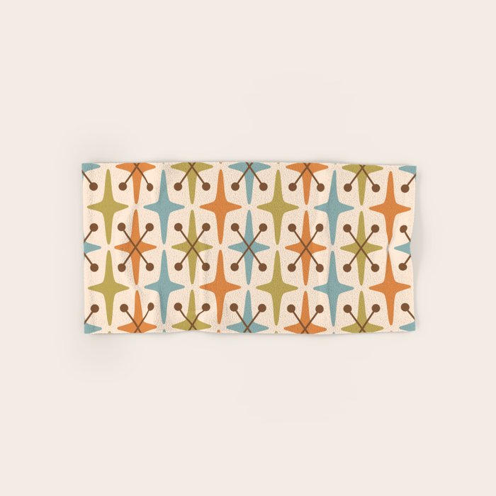 Mid Century Modern Googie Star Pattern Mid Mod Hand & Bath Towel Gallery Image 1