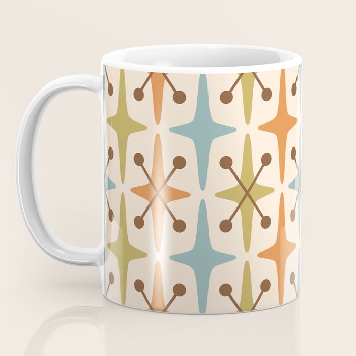 Mid Century Modern Googie Star Pattern Mid Mod Coffee Mug Gallery Image 3