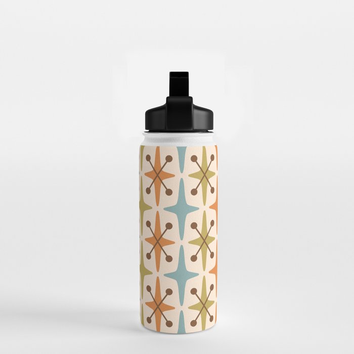 Mid Century Modern Googie Star Pattern Mid Mod Water Bottle Gallery Image 2