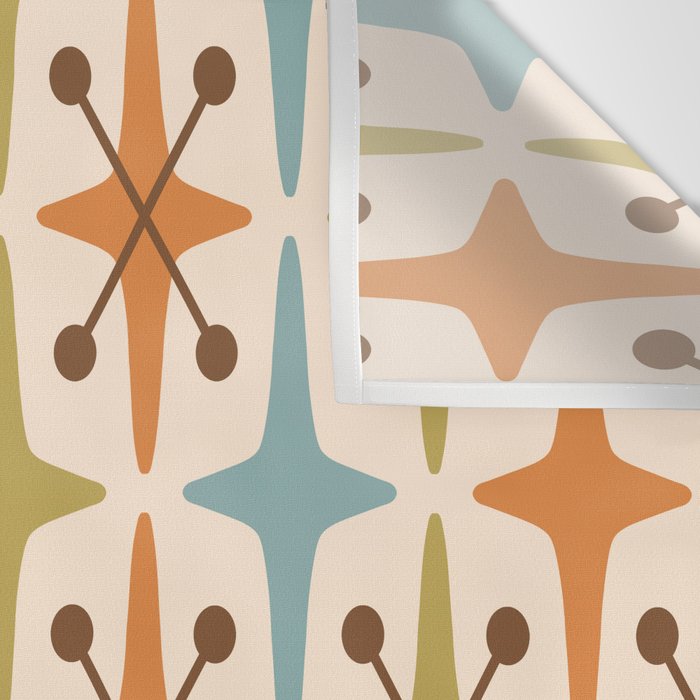 Mid Century Modern Googie Star Pattern Mid Mod Wall Tapestry Gallery Image 3