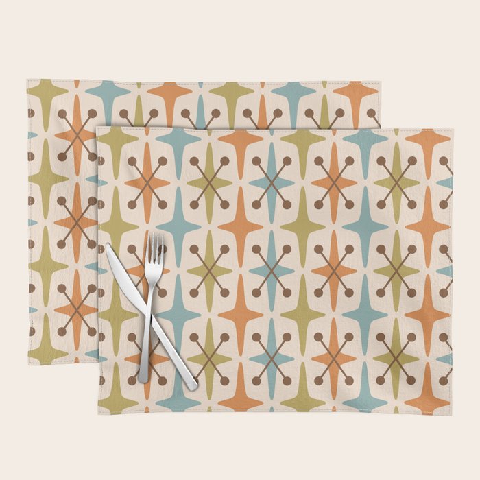 Mid Century Modern Googie Star Pattern Mid Mod Placemat