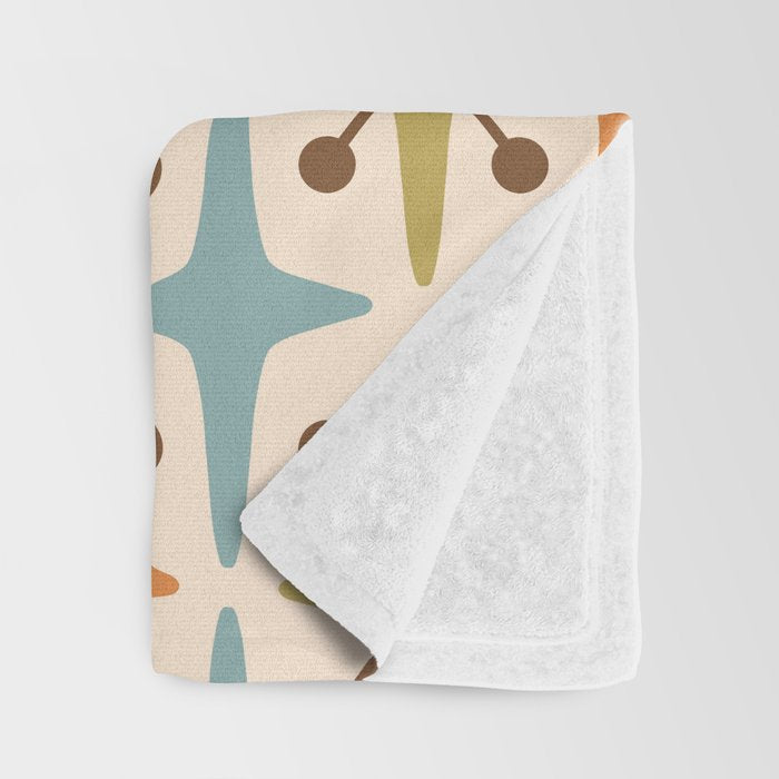 Mid Century Modern Googie Star Pattern Mid Mod Throw Blanket Gallery Image 3