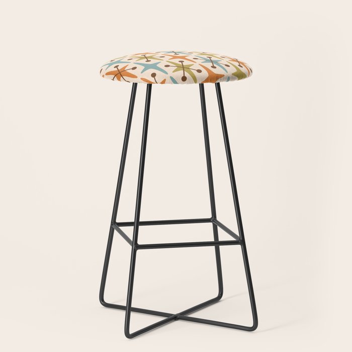 Mid Century Modern Googie Star Pattern Mid Mod Stool Gallery Image 1