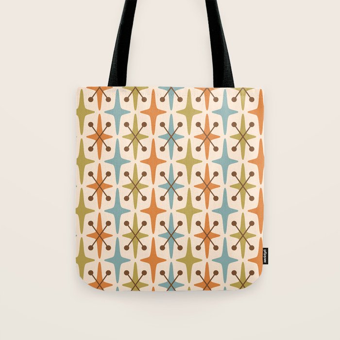Mid Century Modern Googie Star Pattern Mid Mod Tote Bag Gallery Image 1