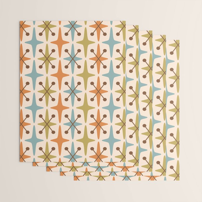 Mid Century Modern Googie Star Pattern Mid Mod Wrapping Paper