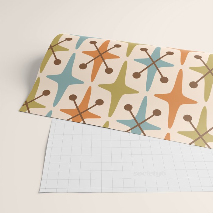 Mid Century Modern Googie Star Pattern Mid Mod Wrapping Paper Gallery Image 2