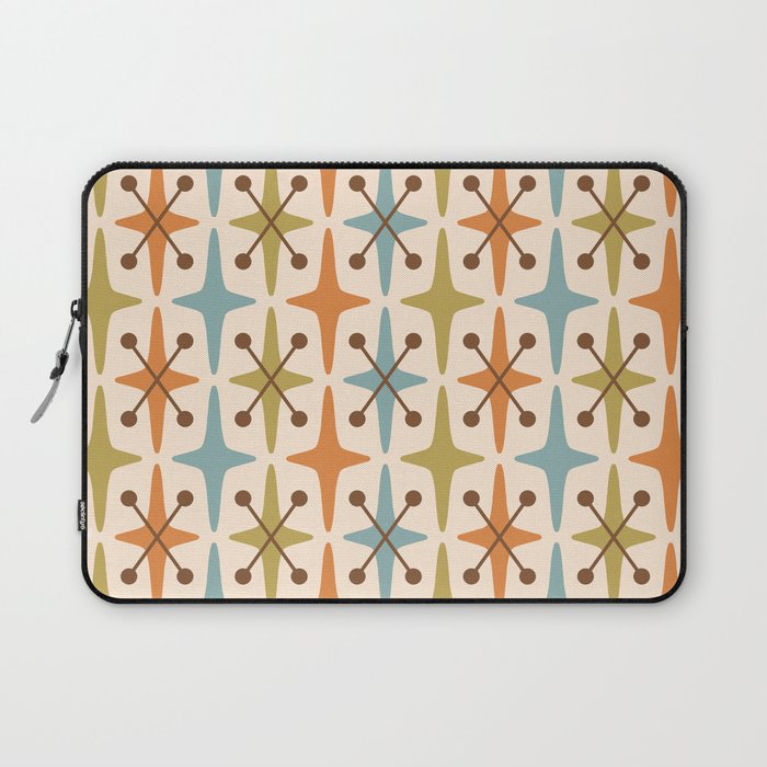 Mid Century Modern Googie Star Pattern Mid Mod Laptop Sleeve Gallery Image 1