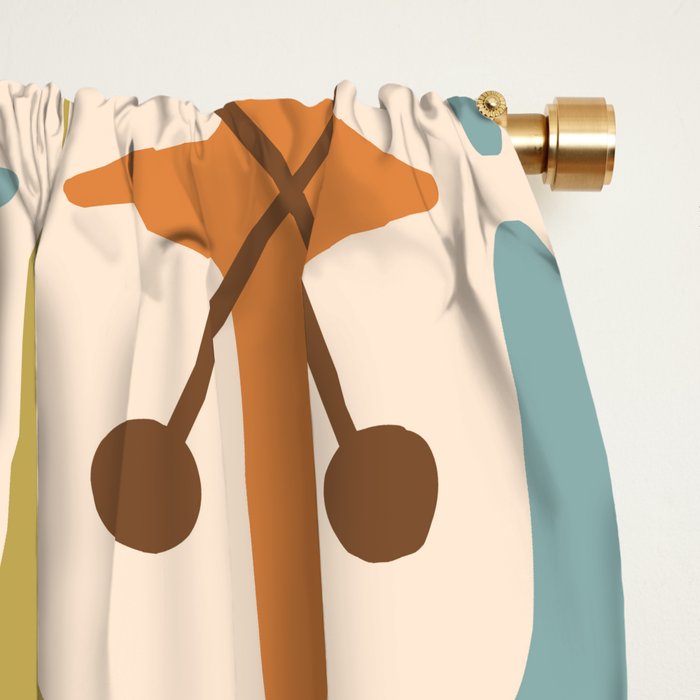 Mid Century Modern Googie Star Pattern Mid Mod Window Curtain Gallery Image 2