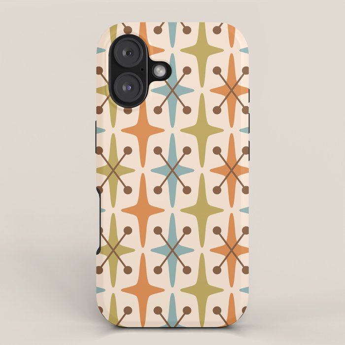 Mid Century Modern Googie Star Pattern Mid Mod iPhone Case Gallery Image 1
