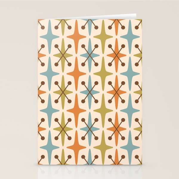 Mid Century Modern Googie Star Pattern Mid Mod Stationery Card Gallery Image 2