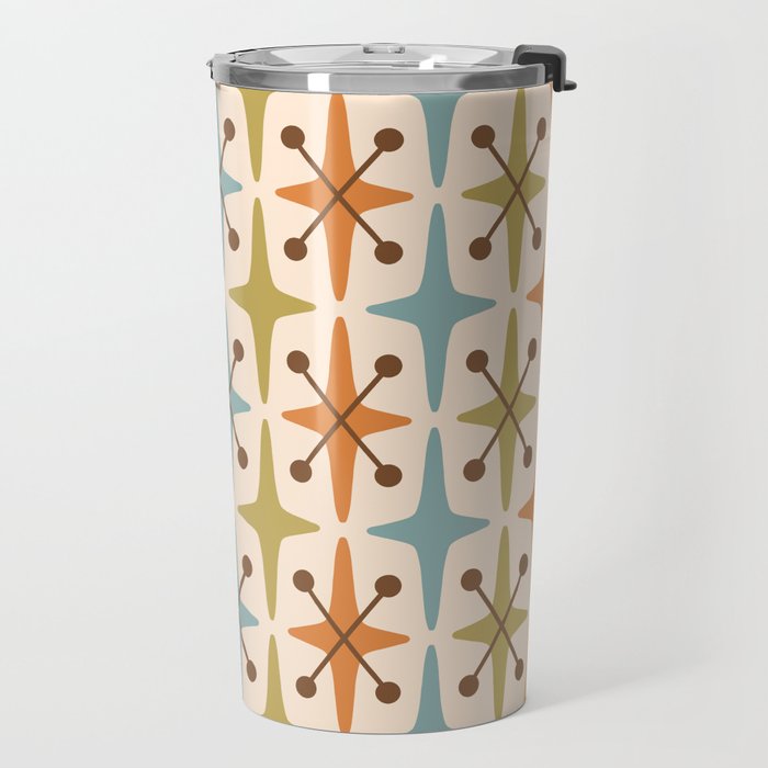 Mid Century Modern Googie Star Pattern Mid Mod Travel Mug Gallery Image 2