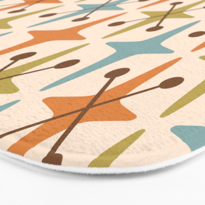 Mid Century Modern Googie Star Pattern Mid Mod Bath Mat Gallery Image 3
