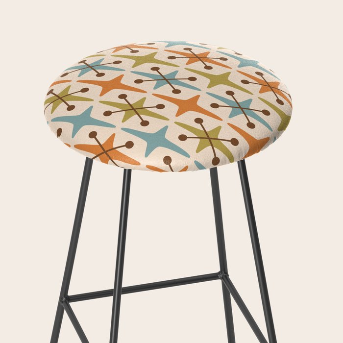 Mid Century Modern Googie Star Pattern Mid Mod Stool Gallery Image 2
