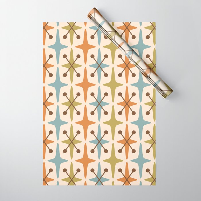Mid Century Modern Googie Star Pattern Mid Mod Wrapping Paper Gallery Image 1