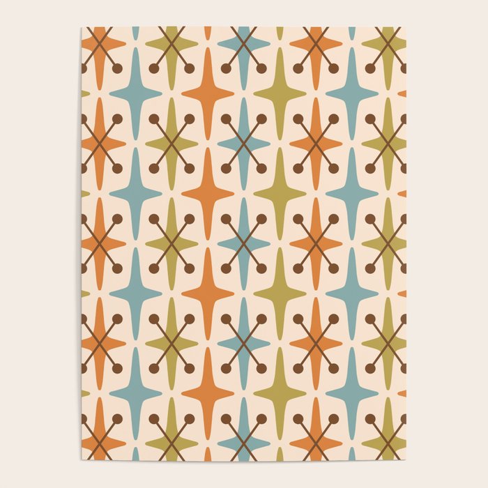 Mid Century Modern Googie Star Pattern Mid Mod Poster Gallery Image 1