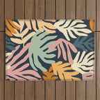 Abstract organic nature plant leaf art pattern Outdoor Rug Gallery Image 1