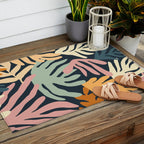 Abstract organic nature plant leaf art pattern Outdoor Rug Gallery Image 2