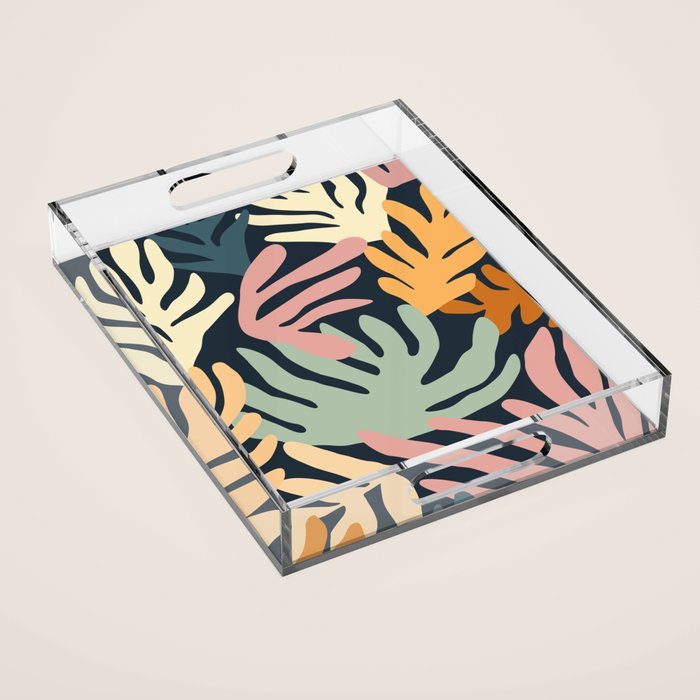 Abstract organic nature plant leaf art pattern Acrylic Tray Gallery Image 1