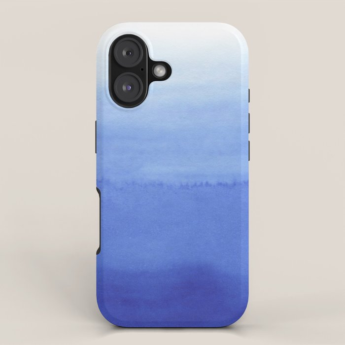 Hand painted navy blue aqua watercolor ombre pattern iPhone Case Gallery Image 1