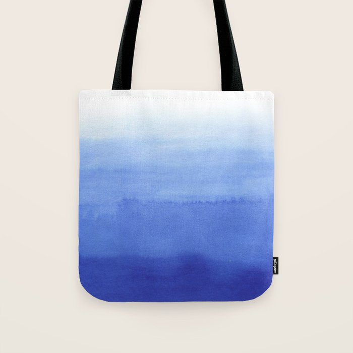 Hand painted navy blue aqua watercolor ombre pattern Tote Bag Gallery Image 1