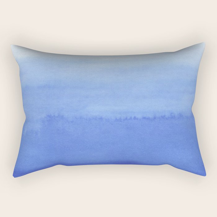 Hand painted navy blue aqua watercolor ombre pattern Rectangular Pillow Gallery Image 1