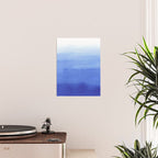 Hand painted navy blue aqua watercolor ombre pattern Poster Gallery Image 2