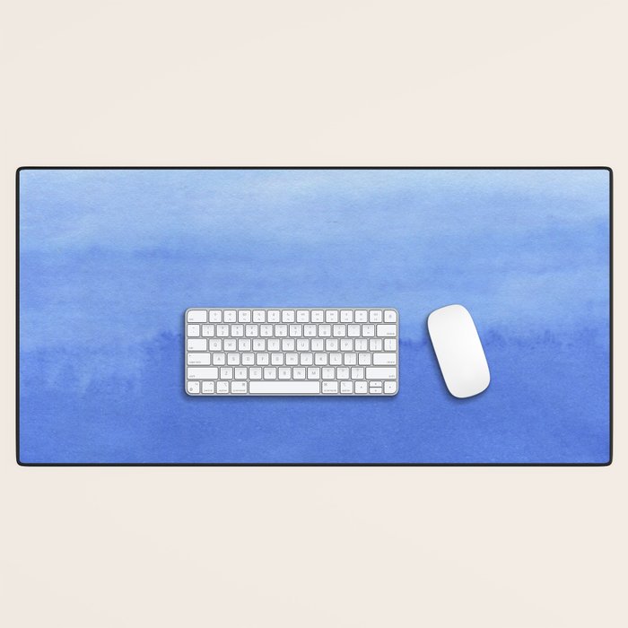 Hand painted navy blue aqua watercolor ombre pattern Desk Mat Gallery Image 1