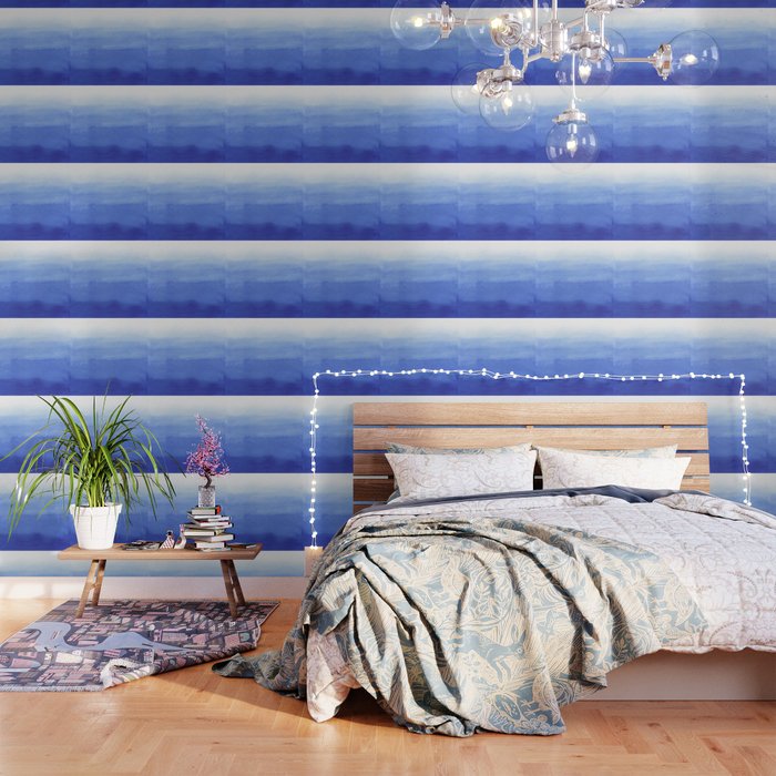 Hand painted navy blue aqua watercolor ombre pattern Wallpaper Gallery Image 3