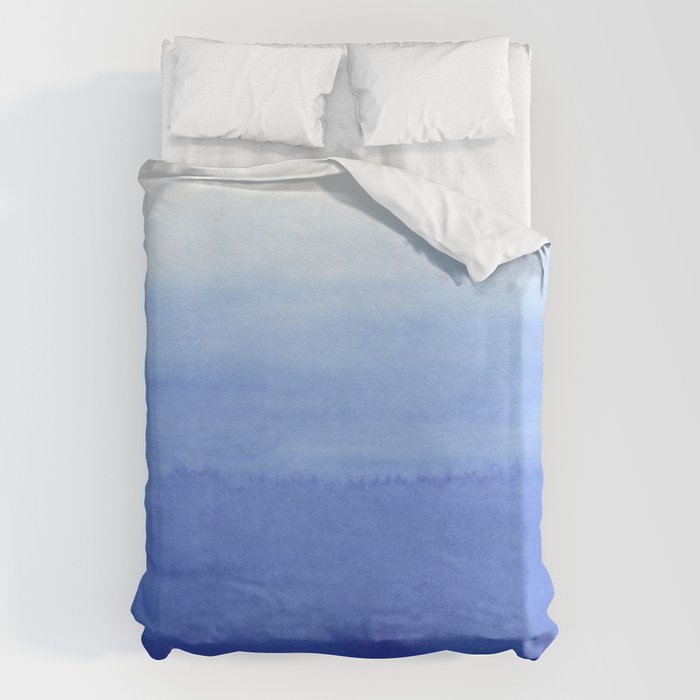Hand painted navy blue aqua watercolor ombre pattern Duvet Cover Gallery Image 6