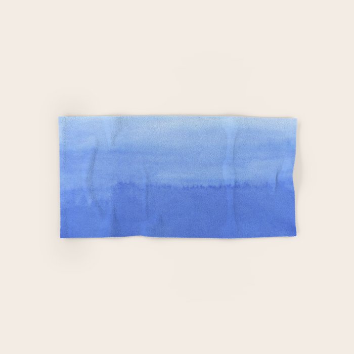 Hand painted navy blue aqua watercolor ombre pattern Towels Gallery Image 1
