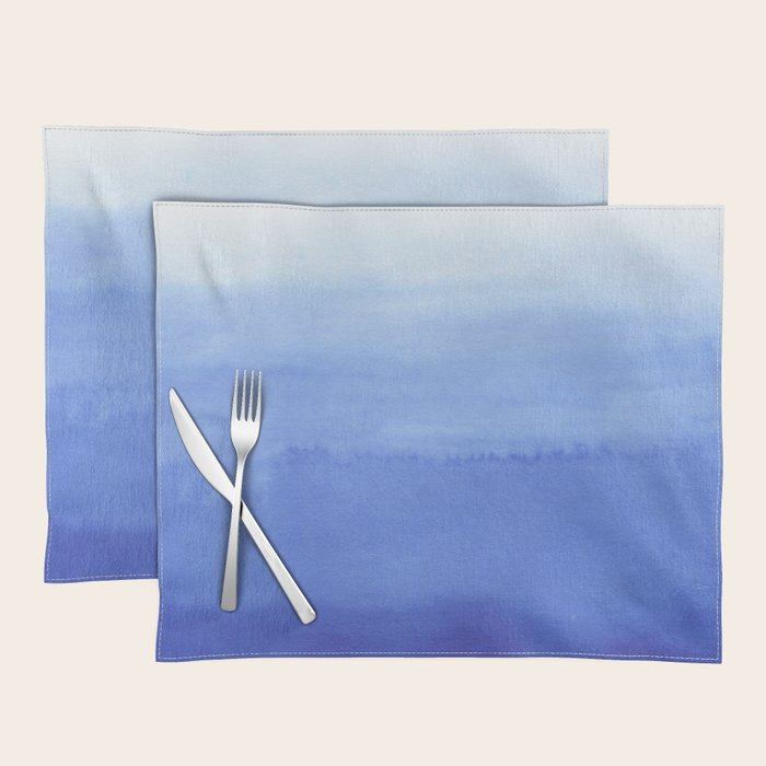 Hand painted navy blue aqua watercolor ombre pattern Placemat Gallery Image 1