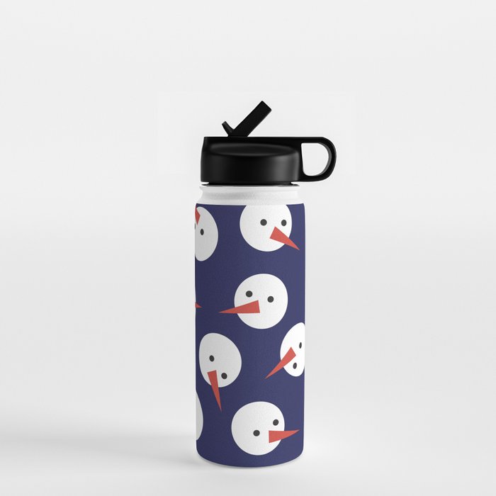 Snowmen pattern on dark Water Bottle Gallery Image 1