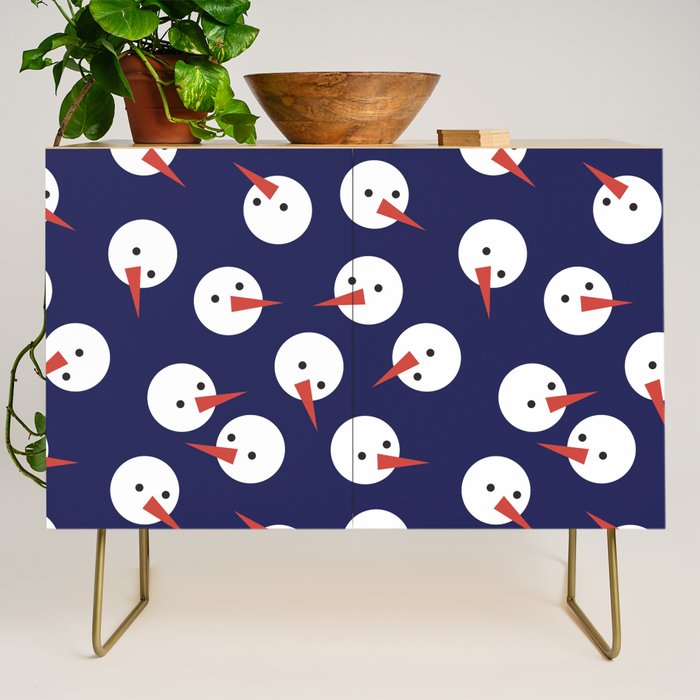 Snowmen pattern on dark Credenza Gallery Image 1